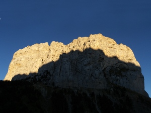 Sunset on Mt Aiguille seen from the pass