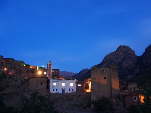 The village of Zaouia Anhansal at night