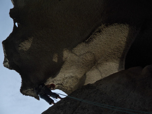 Coming down the Parete della Luna at Capo Testa