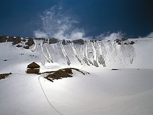 Avalanches off the summit of the Maiella