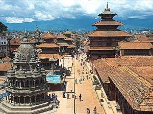Main street of the historical center of Katmandu