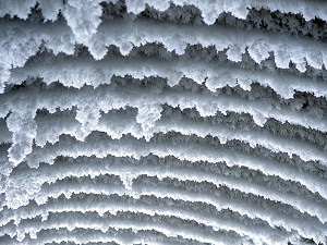 Ice crystals on the garage ceiling