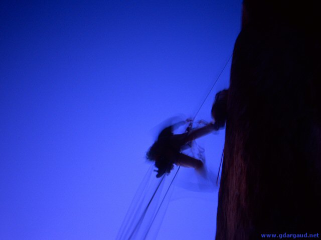 [SalatheNightJugging.jpg]
Jugging up the Salathé Wall at night, El Capitan, Yosemite