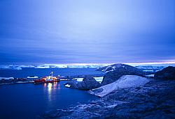 Sky019 - The Astrolabe ship at bay in Antarctica at night