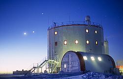 ConcordiaLitUp - Concordia station all lit up at night.