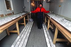 IceCoreDisplay - Display of several ice cores worth a couple thousand years of climatic data. At those depths, one meter of ice can hold 500 years of information.
[ Click to go to the page where that image comes from ]