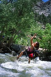 BoulderCanyonRiver - Tyrolean traverse above a river, RMNP, Colorado