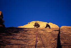 EveningClimbingLumpyRidge - Sunset on cliff, Lumpy Ridge, RMNP, Colorado