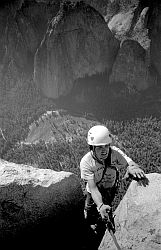 Salathe_BW04_LastMove - Jenny on the last move of the route. Salathé Wall, Yosemite, 2003
[ Click to go to the page where that image comes from ]