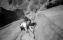 BW_ZionShortClose - Jenny on a single pitch. Zion, Utah, 2003
[ Click to go to the page where that image comes from ]