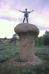 MushroomSummit - Climbing a mushroom boulder in Vedauwoo, Wyoming