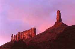 RectoryPurple - Castleton and the Rectory on purple sky, Moab, Utah
