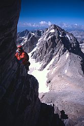 TetonMadDogExum1 - Climbing the Exum ridge in Grand Teton, Wyoming