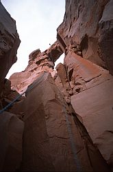 WasherWomanRappel - Jenny rappelling off Washer Woman. Canyonlands, Moab, Utah, 2003
[ Click to go to the page where that image comes from ]