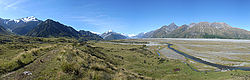20051224_CookValley_Pano - Panorama of Mt Cook from the lake Pukaki drainage, NZ.
[ Click to go to the page where that image comes from ]