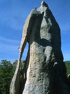 Max on rappel in the Needles